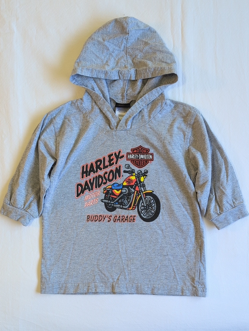 Official Harley Davidson Boys Hooded Graphic T-Shirt Motorcycle 3T